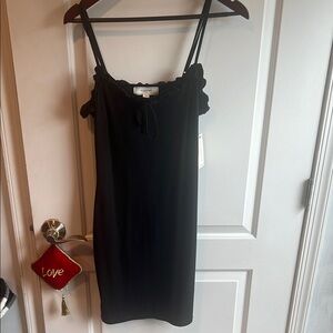 Black Ruffled Mini Slip Dress